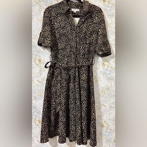 Shelby and Palmer Black and Cream Patterned Dress